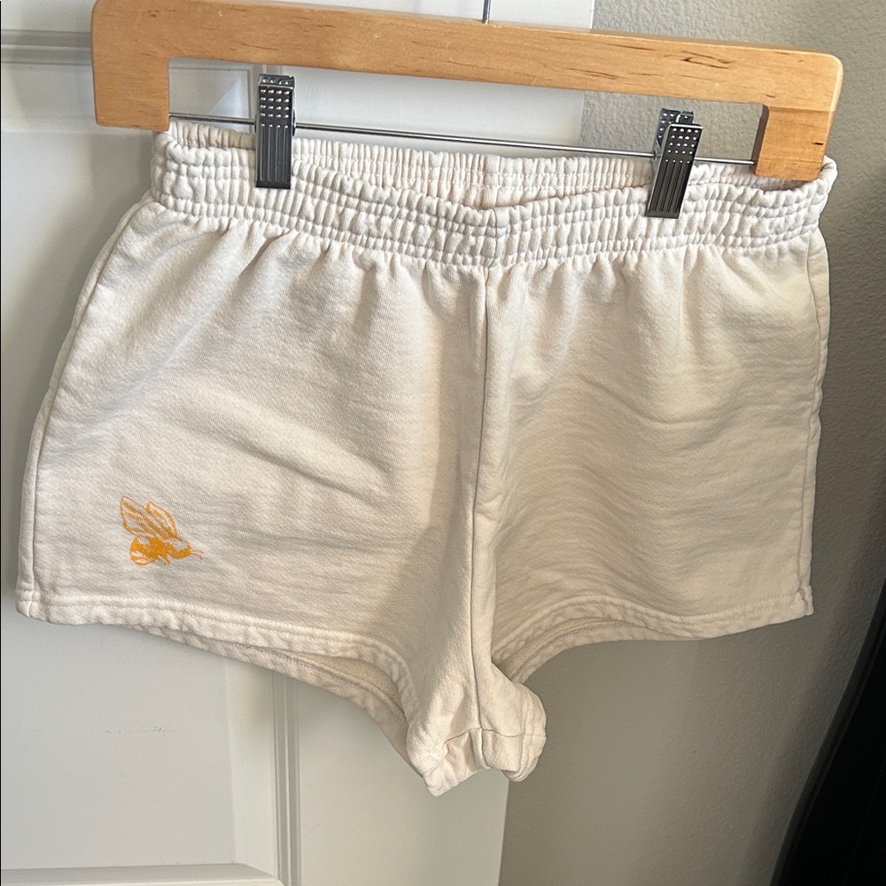 Los Angeles Apparel Cream Shorts with Gold Detail